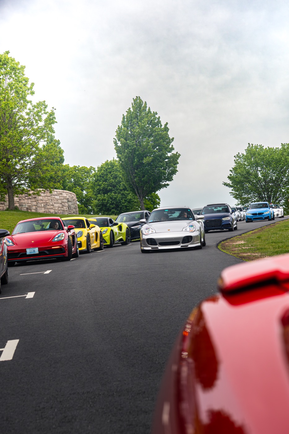The convoy of cars driving together