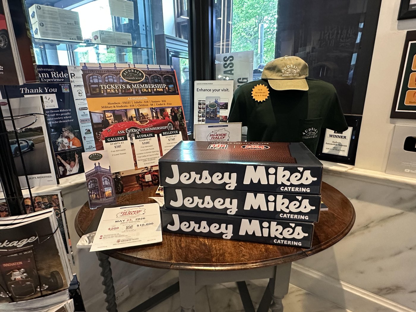 Jersey Mike's catering set up at Audrain's clubhouse